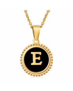 Round Letter Stainless Steel Enamel Plating Pendant Necklace CA07830897