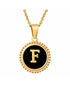 Round Letter Stainless Steel Enamel Plating Pendant Necklace CA07830897