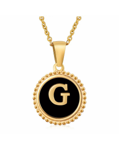 Round Letter Stainless Steel Enamel Plating Pendant Necklace CA07830897