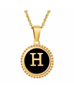 Round Letter Stainless Steel Enamel Plating Pendant Necklace CA07830897