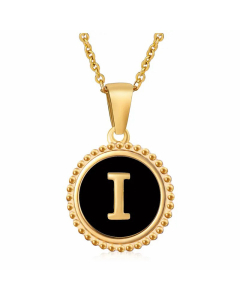 Round Letter Stainless Steel Enamel Plating Pendant Necklace CA07830897