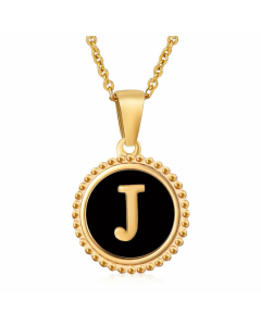 Round Letter Stainless Steel Enamel Plating Pendant Necklace CA07830897