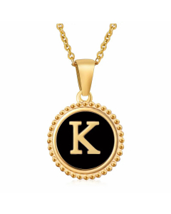 Round Letter Stainless Steel Enamel Plating Pendant Necklace CA07830897