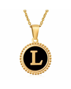 Round Letter Stainless Steel Enamel Plating Pendant Necklace CA07830897