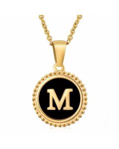 Round Letter Stainless Steel Enamel Plating Pendant Necklace CA07830897