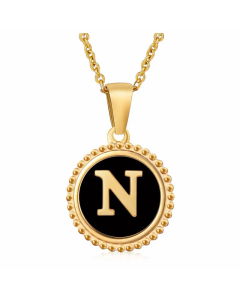 Round Letter Stainless Steel Enamel Plating Pendant Necklace CA07830897