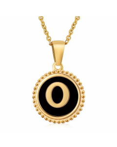 Round Letter Stainless Steel Enamel Plating Pendant Necklace CA07830897