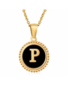 Round Letter Stainless Steel Enamel Plating Pendant Necklace CA07830897