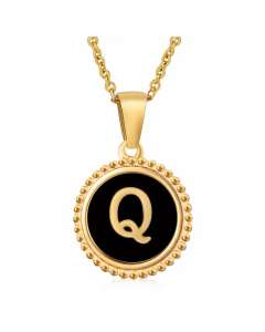 Round Letter Stainless Steel Enamel Plating Pendant Necklace CA07830897