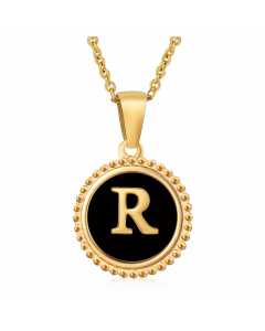 Round Letter Stainless Steel Enamel Plating Pendant Necklace CA07830897