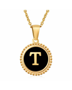 Round Letter Stainless Steel Enamel Plating Pendant Necklace CA07830897