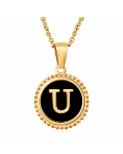 Round Letter Stainless Steel Enamel Plating Pendant Necklace CA07830897