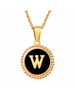 Round Letter Stainless Steel Enamel Plating Pendant Necklace CA07830897
