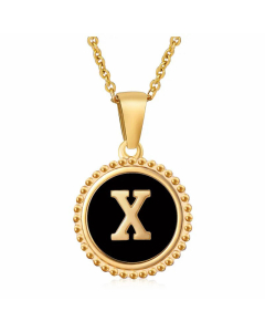 Round Letter Stainless Steel Enamel Plating Pendant Necklace CA07830897