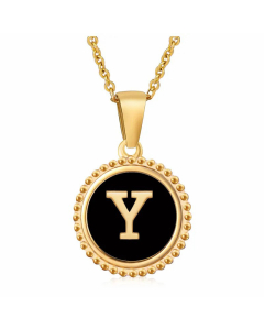 Round Letter Stainless Steel Enamel Plating Pendant Necklace CA07830897