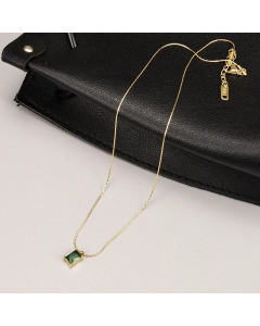 Fashion Square Plating Inlay Zircon Pendant Titanium Steel Necklace CA07830898
