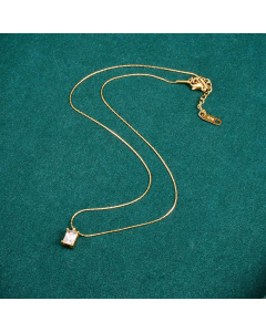 Fashion Square Plating Inlay Zircon Pendant Titanium Steel Necklace CA07830898