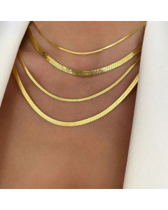 Plain Solid Color Mutil-Size Snake Chain Titanium Steel Plating Necklace CA07830901
