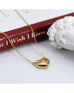 Minimalism Electrocardiogram Heart Shape Titanium Steel Plating Necklace CA07830907