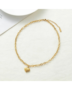 18K Gold Plated Heart Shape Pendant Titanium Steel Necklace CA07830910
