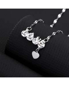 Light Luxury Style Love Inlay Zircon Pendant Titanium Steel Plating Necklace CA07830913