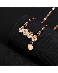 Light Luxury Style Love Inlay Zircon Pendant Titanium Steel Plating Necklace CA07830913