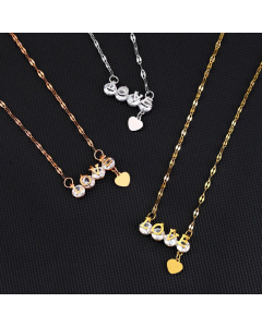 Light Luxury Style Love Inlay Zircon Pendant Titanium Steel Plating Necklace CA07830913
