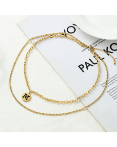 Casual Style Round Letter Titanium Steel Plating Layered Necklaces CA07830914