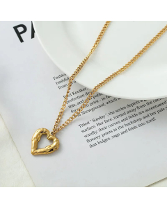 Trendy Heart Shape Titanium Steel Indentation Plating Pendant Necklace CA07830916