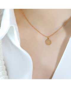 Good Luck Round Letter Titanium Steel Pendant Necklace CA07830940