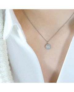 Good Luck Round Letter Titanium Steel Pendant Necklace CA07830940