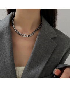 Minimalism Letter Choker Chain Necklace Titanium Steel Plating Necklace CA07830943