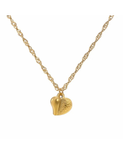 Fashion Heart Shape Inlay Zircon Titanium Steel Pendant Necklace CA07830945-Gold Color-01
