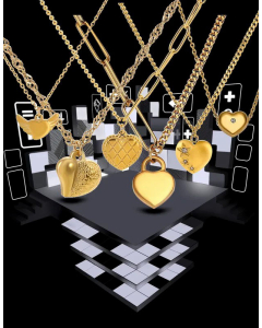Fashion Heart Shape Inlay Zircon Titanium Steel Pendant Necklace CA07830945