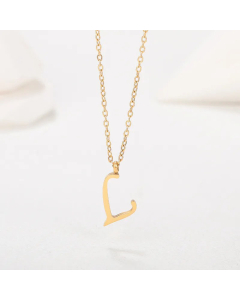 Simple Style Letter Plating Pendant Stainless Steel Necklace CA07830946-L