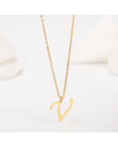 Simple Style Letter Plating Pendant Stainless Steel Necklace CA07830946-V