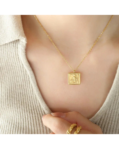 Minimalism Square Titanium Steel Plating Pendant Necklace CA07830951