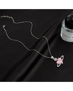 Sweet Heart Shape Inlay Artificial Gemstones Titanium Steel Irregular Pendant Necklace CA07830955