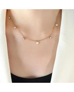 Elegant Heart Shape Titanium Steel Plating Inlay Zircon Necklace CA07830958