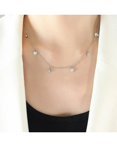 Elegant Heart Shape Titanium Steel Plating Inlay Zircon Necklace CA07830958