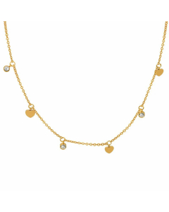 Elegant Heart Shape Titanium Steel Plating Inlay Zircon Necklace CA07830958