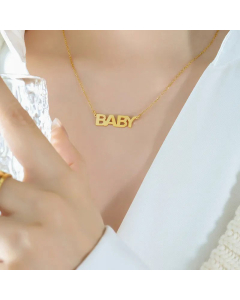 Baby Letter Pendent Stainless Steel Plating Titanium Steel Necklace CA07830960