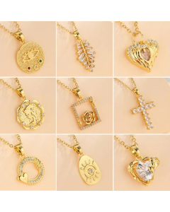 Refined Cross Square Flower Stainless Steel Titanium Steel Plating Inlay Zircon Pendant Necklace CA07830967