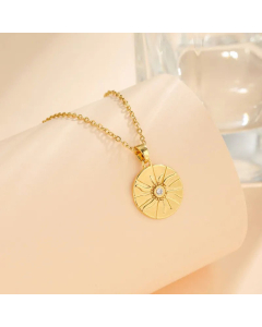 Korean Style Square Leaves Bow Knot Plating Inlay Zircon Pendant Stainless Steel Titanium Steel Necklace CA07830972