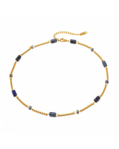 Vacation Style Geometric Stainless Steel Natural Stone Plating Necklace CA07830975