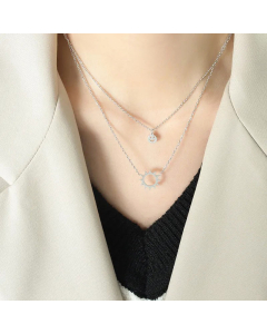 Minimalism Sun Smiley Face Titanium Steel Layered Necklaces CA07830976