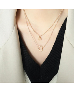 Minimalism Sun Smiley Face Titanium Steel Layered Necklaces CA07830976