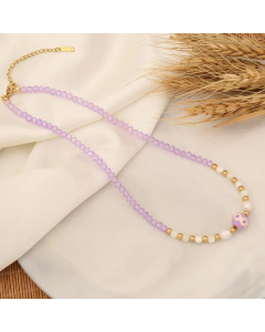 Bohemian Heart Shape Eye Natural Stone Beaded Plating Stainless Steel Necklace CA07830987