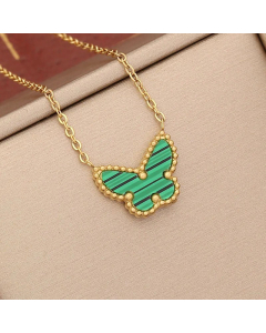 Insect Butterfly Shell inlaid Stainless Steel Plating Pendant Necklace CA07830988