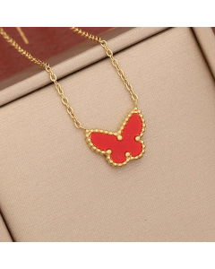Insect Butterfly Shell inlaid Stainless Steel Plating Pendant Necklace CA07830988